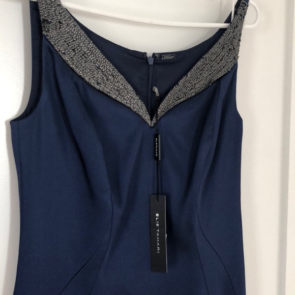 Elie Tahari Rena Metallic Sequin Cocktail Dress - Picture 2 of 4